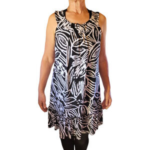 En Focus Studio Zebra Graphic Midi Dress 10 Indie Career Stretch Layered Hem